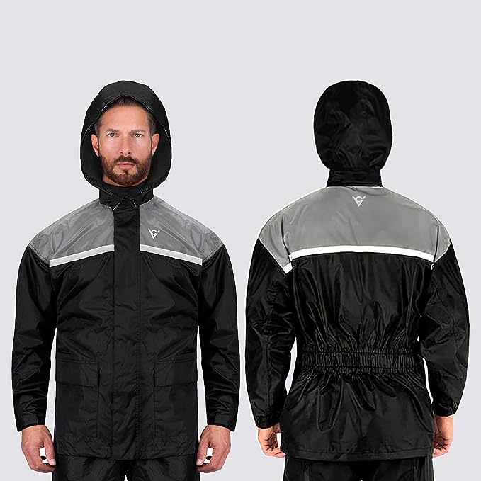 Viking cycle reflective waterproof motorcycle rain 2 piece gear suit for men